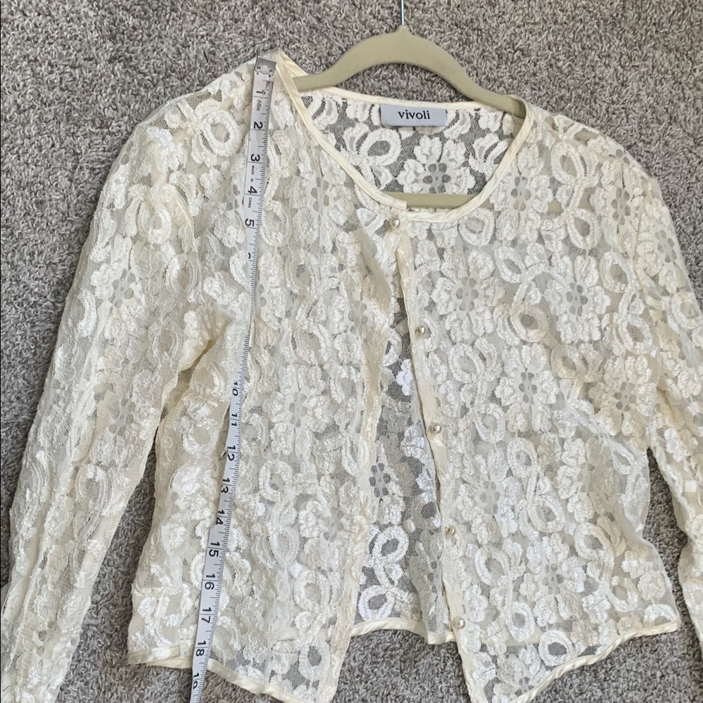 Vintage Vivoli Cream Lace Cardigan - Picture 5 of 7